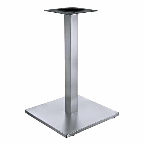 Stabil Tischgestell, Mittelfuß aus Silber Edelstahl | Quadratisch Fußplatte | Höhe: 72 cm | Untergestell Tischfuß für Bistro Gastro Cafe Tisch (1, Edelstahl Silber, Quadratisch)