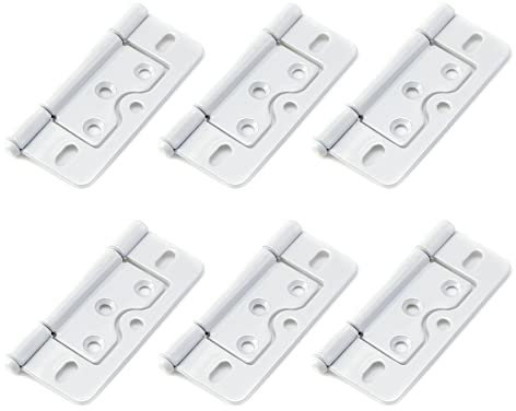 Wealrit 6 pcs White Non-Mortise Hinges Door Hinges 3 Inch Length Heavy Duty Door Hinges Bifold Butt Hinges with Screws