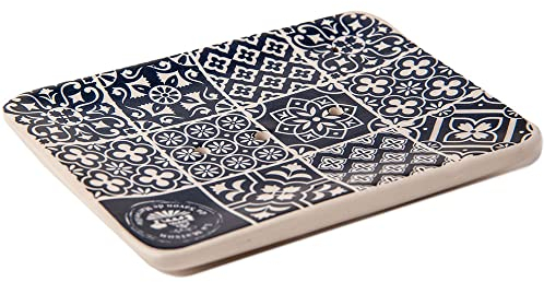 Maison du Savon - Keramik-Seifenschale – 3 Ablauflöcher – 12 cm x 9 cm x 2 cm kompakte Größe – geeignet für alle Spülen (Zementfliesen)