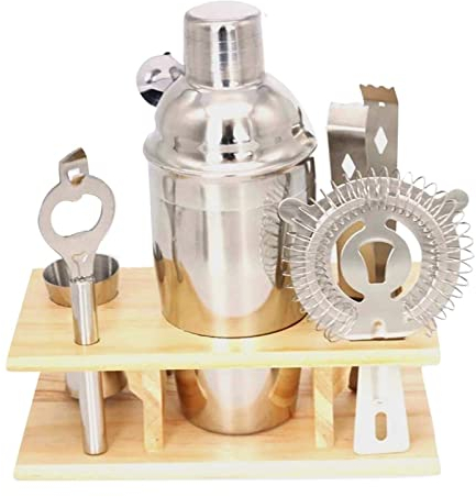 Cocktail Shaker Cocktail Shaker Set 7Pcs INOX Bar Cocktail Shaker Set Barware Set Making Set avec Pot Boîte De Rangement Cuisine Bar Vin Set (Couleur : Argent) (Argent)