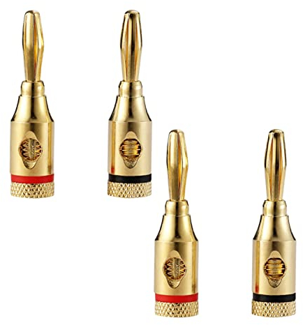 Njchiwang 4 Pcs Banana Plug Audio Jack Connector Speaker Pin Plug for Speaker Stereo Wire Home Theater Audio