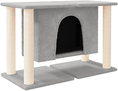vidaXL Kratzbaum, Katzenkratzbaum mit Sisal-Kratzsäule, Katzenbaum mit Katzenhöhle Plüsch, Kletterbaum für Katzen, Katzenmöbel, Hellgrau 50cm