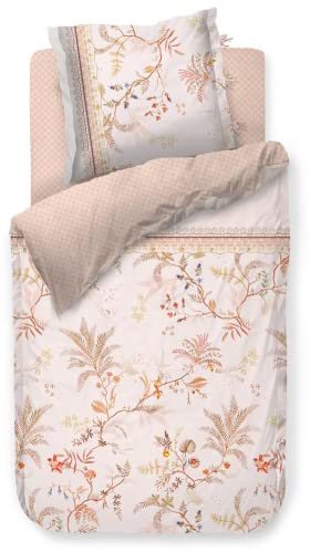 Pip Studio Bettwäsche Salento Cremefarben Perkal Farne Blumen Blüten Zweige Blätter Figuren Pferde Gefäße, Größe:155 cm x 220 cm