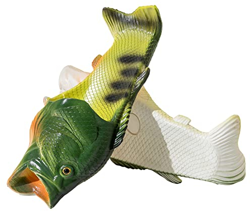 LOBIRGREW Fisch Schlappen Unisex Lustig Fisch Badelatschen für Herren or Damen Funny Fisch Latschen Hausschuhe für Strandhaus Dusche Pool Seite Grün 46/47