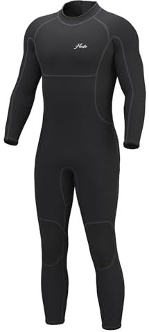 Hevto Neoprenanzug für Herren, 3/2 mm, mit Reißverschluss am Rücken, hält warm, für Surfen, Schwimmen, SUP, Schnorcheln, M2B-schwarz, TG
