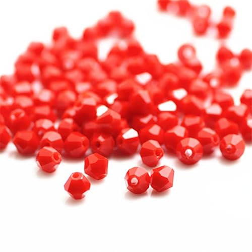 1300 cuentas de cristal bicónicas de 3 mm coloridas para suministros de abalorios de joyería, manualidades hechas a mano, proyectos de cuentas, pulseras, collares, aretes, joyas (rojo sólido)
