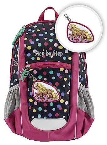 Step by Step Rucksack KIGA Maxi „Ponny Lotta“, Separates Innenfach, ergonomischer Kinder Rucksack, höhenverstellbarem Brustgurt, Kita, Kindergarten & Freizeit, ab 3 Jahren, 10 l, rosa