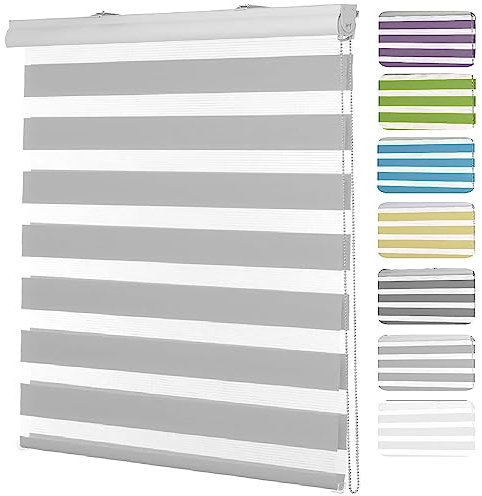 Persiana Avvolgibile 35 x 350 cm Per privacy, protezione da luce e sole Tenda Per Porta E Finestra con catena regolabile per Ufficio, Studio, Cucina, Grigio Chiaro