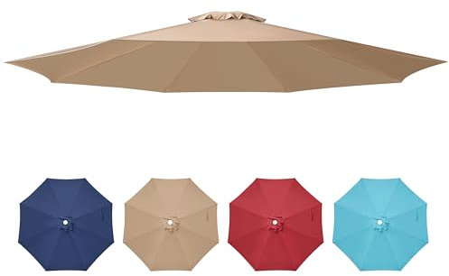 YSSOA Sombrilla de repuesto para patio de 9 pies, 8 varillas, toldo de 9 pies, toldo bronceado