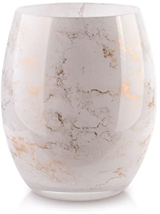 Terroso - Vase - Verre Blanc soufflé à la Bouche - Aspect Luxueux, élégant et stylé - 20 cm de Haut - Aspect marbre - Vase à Fleurs