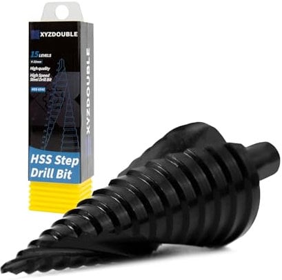 HSS Step Drill Bit 4-32mm High Speed Steel Step Cone Bits Hole Cutter Hex Shank Metric Double Slot Cone Cutting Drill for Wood Sheet Metal PVC Thin Metals