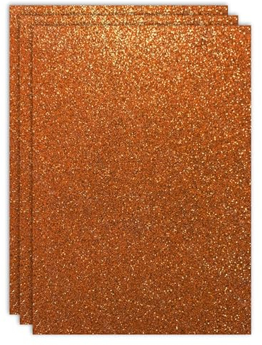 RAYLU PAPER - Cartoncini glitterati colorati formato A4 e 200 g/m² di spessore, fogli di carta di cartone con glitter per artigianato, confezione da 3 pezzi (Bronzo)