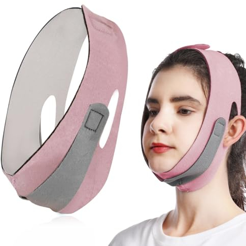 NHPY 1 Artikel Doppelkinn entferner,Face Lifting Tape,Wiederverwendbare Doppel-Kinn-Reduzierer-V-Linien-Maske, Doppel-Kinnentferner, Gesichts-Schlankheitsmaske, Gesichtsstraffungsgürtel