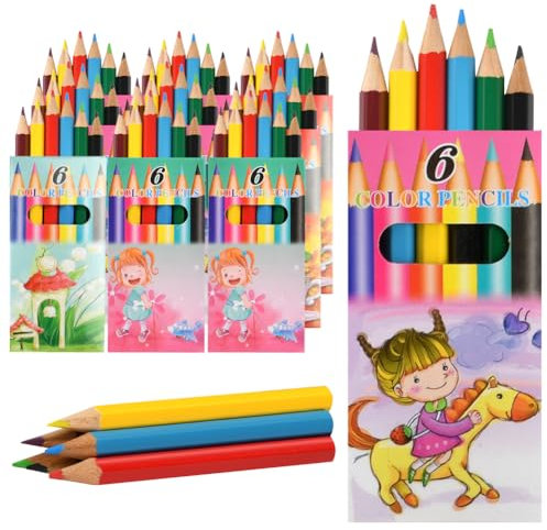 AUAUY Set di 10 Scatoline Con 6 Matite Colorate, Gadget Compleanno e Regalo per Bambini Contro la Noia, Regalini Fine Festa, Set Matite Colorate
