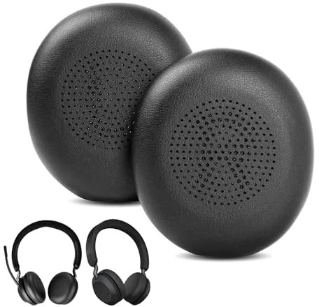 Ersatz Ohrpolster für Jabra Elite 45h, für Evolve2 65 MS UC, Kopfhörer-Teile aus Memory-Schaum, Ohrpolster mit weichem Proteinleder (Schwarz)