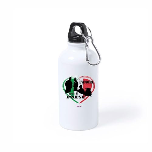 Regali Pazza idea Borraccia Bottiglia Alluminio 750 Ml Con Tappo A Vite - Alluminio - Disegno alpini l'amore per il paese - Regalo Alpino - Manifestazione - Italia W Gli Alpini