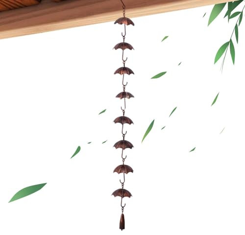 Regenkette – Regenwasserkette, Regenschirm-Wasserfänger, Metall-Regenschirm, Regenkette, Fallrohr-Alternative, dekorative Regenkette, Regenschirm, Regenkette, Glocke, Ornament für Zuhause, (100 cm)