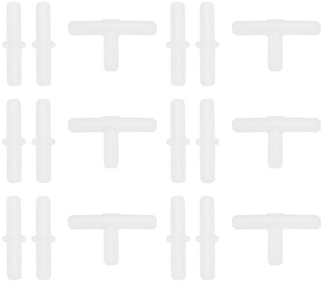 ECSiNG 30 Stück Aquarium-Luftleitungsanschlüsse, Luftleitungsschlauch, Kunststoffverbinder, Aquarium, gerader Stecker, T-Anschluss für Luftschlauch, 4/6 mm, Pumpe, Aquarium, Teich, Kunststoff