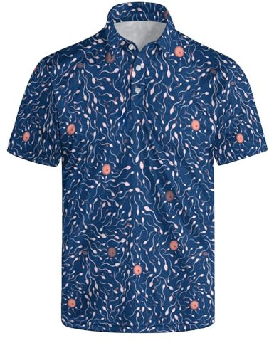 NCKGHOE Herren Golf Poloshirts Hawaii Poloshirts für Männer Golfshirt Kurzarm Print Poloshirts für Männer, Lustiges Ei, 3XL