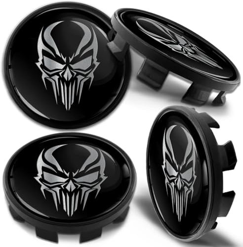 Biomar Labs 4 x 68mm Nabendeckel Kompatibel mit BMW 36136783536 Felgendeckel Radnabenabdeckung Nabenkappen Felgenkappen Radkappen Alufelgen Totenkopf Skull CB 54
