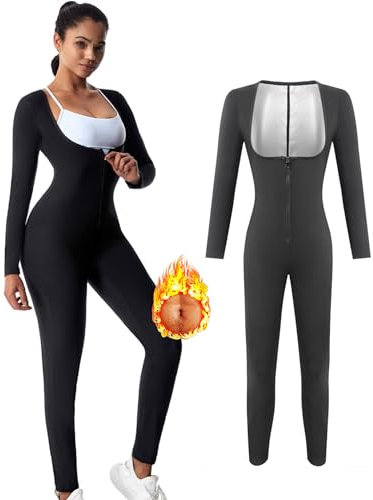 Weyot Combinaison Sudation Femme, Sudation Femme Amincissant, Vêtement De Sudation, Ensemble De Sudation Femme pour Fitness Running Jogging Sauna Suit Shapewear,XL,Silver