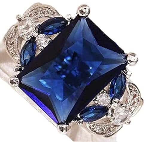 QTYQWC 925 Silber Riesiger natürlicher 4 Karat Tansanit Ring Braut Hochzeit Verlobung Größe 6-10