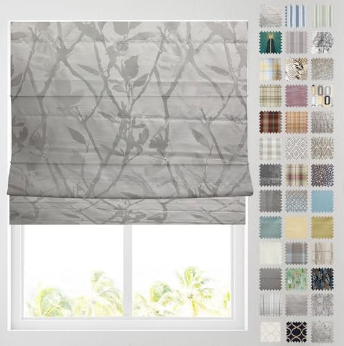 Barnes Blinds - Patterned Roman Blinds, Fully Lined, Custom Sizing Available - Durable Fittings Easy Fit (Zara Natural 91.5cm)