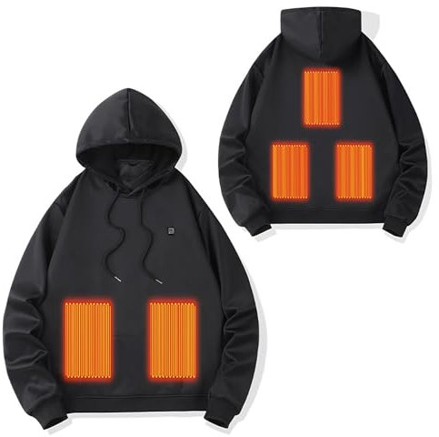 Heated Sweatshirt Unisex USB Heated Hoodie with 3 Heating Levels UK Sale Clearance Men Women Heated Jumper Jacket USB Rechargeable Heated Body Warmer Thermal Tops Heated Clothing for Running Hiking