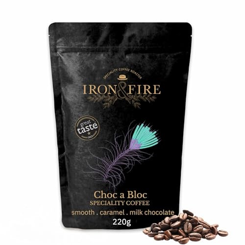 Choc a Bloc Specialty Blend 220g Whole Beans - Dive into Award-Winning Central American Coffee with Rich Milk Chocolate, Caramel & Vanilla Notes - Perfect for Your Fresh Grind Experience - IRON & FIRE