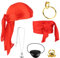 TNEDFOD 6 Stück Piraten Accessoires Set, Piraten Stirnband Taillengürtel mit Augenklappe Halskette, Mittelalter Piraten Kopftuch für Damen, Herren, Halloween, Karneval, Piratenparty
