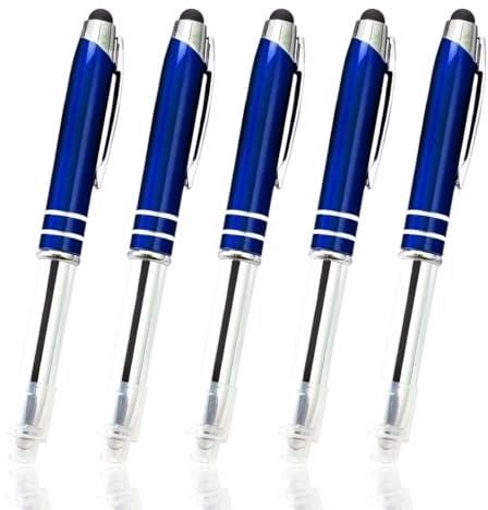 Bolígrafo 3 en 1 con linterna LED multifuncional con luz de antorcha y punta de bolígrafo para dispositivos de pantalla táctil/papel (tinta negra, azul)