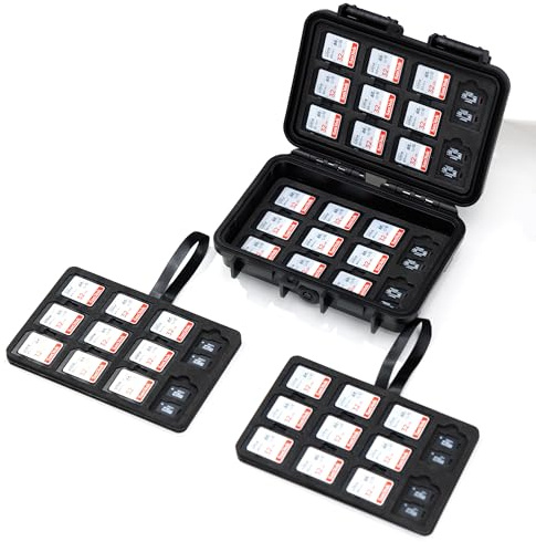 KIWIFOTOS 132 Slot SD & Micro SD Kartenetui, IP67 Wasserdichtes Speicherkartenetui mit 4-Schicht Design für 44 SD SDHC SDXC Karten und 88 Micro SD Karten, Ideal für Kamera Zubehör Aufbewahrungsbox