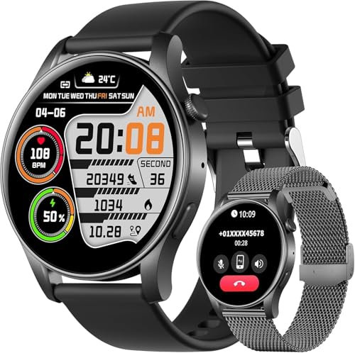 Smartwatch Uomo Donna, 1.43 HD Smartwatch con Chiamate Whatsapp, IP67 Impermeable, 107+ modalità Sportive, Monitoraggio del Sonno, Cardiaca per Android iOS