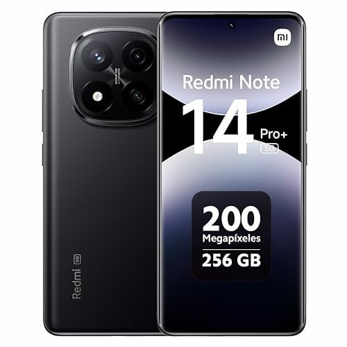 Xiaomi Redmi Note 14 Pro+ 5G - Smartphone de 8+256GB, Pantalla de 6.67 AMOLED FHD+ 120Hz, Snapdragon 7s Gen 3, cámara de 200MP, HyperCharge 120W, 5110 mAh, Cargador no Incluido, Negro (Versión ES)