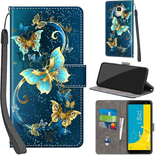 Handyhülle für Samsung Galaxy J6 2018 Klapphülle Leder Wallet Türkis | 3 Kartenfächer & 1 Geldfach, Magnetverschluss, Ständerfunktion, robuste premium PU leder klapphülle für Samsung J6 2018