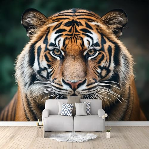 WHUOEUCO Papier Peint Panoramique Tigre Animal Bronzé 500x280 cm Papier Peint Murale Intissé 3D, Tapisserie Poster Decoration Murale pour Chambre Salon Bureau