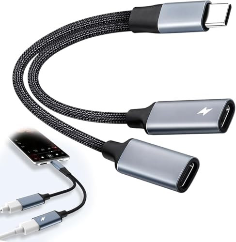 Qtksceadlnce USB C Splitter, USB-C Male to 2USB-C Female Cord Converte Type C Double Splitter 2 In 1 Multifunctional UCBC Sp-litter USBC Double Adapter Compatible With Most Smartphones Laptop