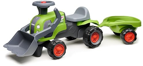 FALK Traktor Claas – Grün – Leise Räder – Lenkrad – Frontbagger – Gehhilfe – 90% recycelter Kunststoff ab 12 Monaten – 312MS