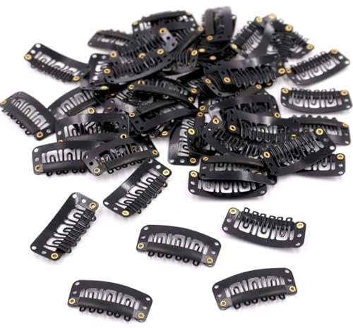 50Pcs Haarverlängerung Clips,Clips für Extensions Haarverlängerung U Form Ersatz Haarclips Metallclips,Schnappclips für Haarverlängerungen,für Secret Wire Hair Extensions Echthaar,Schwarz