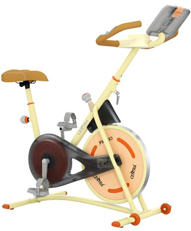 Centra Exercise Bike | Indoor Cycling Bike with Adjustable Seat & Monitor | Fitness Bicycle with Kettle Holder | Max Load 150 kg, Perfect for Home Use.