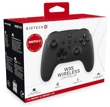 Gioteck WX5 Black - Wireless Controller for Nintendo Switch 2 - Chat Menu Button - Hall Effect Thumbs and Triggers