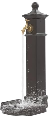 Wassersäule, 37.5x30.5x74cm Wasserzapfsäule, Outdoor-Wassersäule mit Wasserhahn, Freistehende Boden Hydrant Wasserhahn, Retro-Wassersäule für Garten Bauernhof Weide Hinterhof (Braun Rost Farbe)