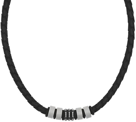 Tom Tailor Kette mit Anhänger für Herren, Edelstahl und Kautschuk und Leder, 47+5 cm, silber, Geschenkidee, Halsschmuck, Herrenschmuck, 2100701
