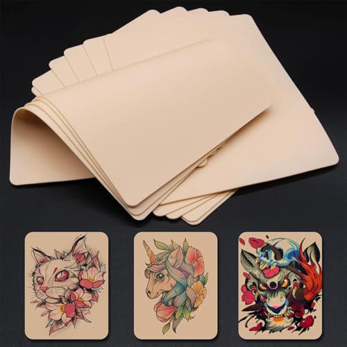 Tattoo Übungshaut - PEPAX 10 Stück Kunsthaut Tattoo 20.3 x 15.2cm | Doppelseitige Oberfläche Für Tattoo Training Microblading Anfänger