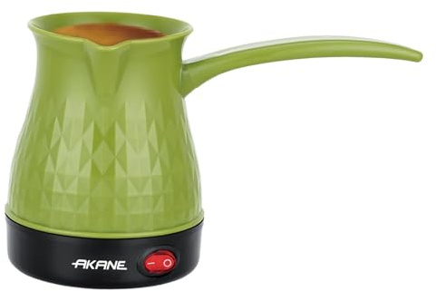 Milageto Elektrische Kaffeekanne, 500 ml Mokkakanne, türkische Kaffeemaschine mit Verbrühschutz für Tee, Kaffee & kalte Getränke, elektrische Kaffeemaschine für zu Hause, Cafés, Camping, Grün