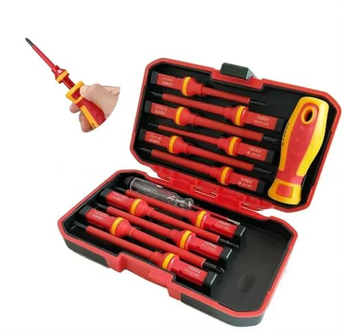 13 Pezzi Set 1000 V Set Cacciaviti Professionali:Cacciaviti Elettricista Magnetici Isolati, Set Strumenti a Pressione per Lavori Elettrici e Riparazioni