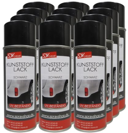 SDV Chemie Kunststofflack Spray schwarz matt 12x 400ml | Stoßstangenlack, Kunststoff Farbe, Plastic