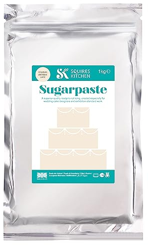 Squires Kitchen Antique Lace Ready To Roll Sugarpaste Icing for Decorating Cakes, Cupcakes and Cookies, Premium Quality Rolled Fondant - 1kg