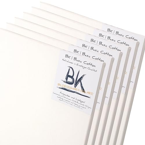 BK BILDERRAHMEN KOLMER 6 B.K. Basic LEINWÄNDE AUF KEILRAHMEN 60x80 cm | Qualitäts Malgrund, malfertig, 100% Baumwolle