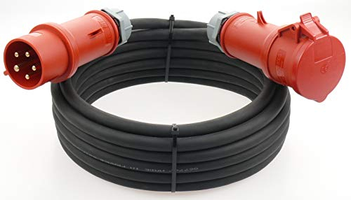 netbote24 maxgo CEE Verlängerungskabel Starkstromkabel Starkstromverlängerung mit Phasenwender 30m 5-polig H07RN-F 5X4mm² Kraftstromkabel Gummiverlängerung IP54 Außenbereich 32A 400V
